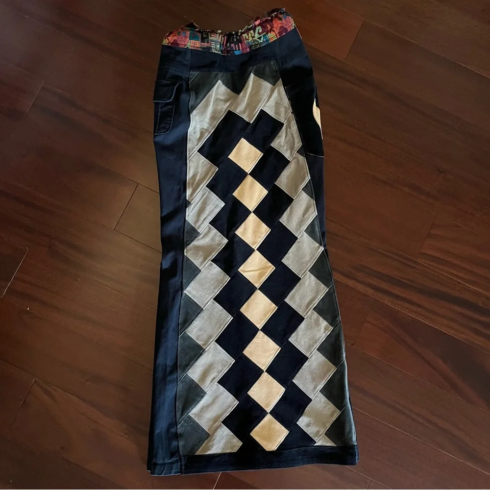 Phish Donut Patchwork Corduroy Pants - Blue Tan Adjustable Waist XXL - Picture 7 of 12